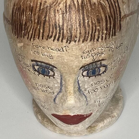 SOLD eBay Art Hand Painted Mannequin Head MCM Model Art Display Hat Wig Form - Picture 10 of 11